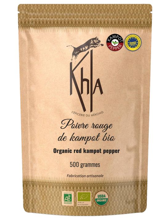 Poivre rouge de Kampot - IGP - Biologique - Premium - en grains - 500g- KHLA