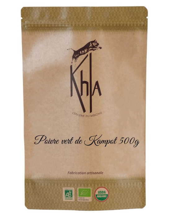 Poivre vert de Kampot - IGP - Biologique - Premium - en grains - 500g- KHLA